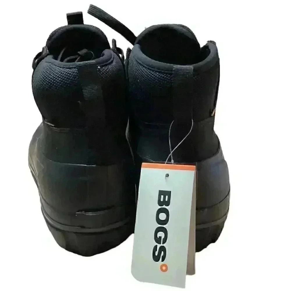 Bogs Mens 10 Casual Nubuck Leather Waterproof Lace Up Ankle Snow Boots Black NEW